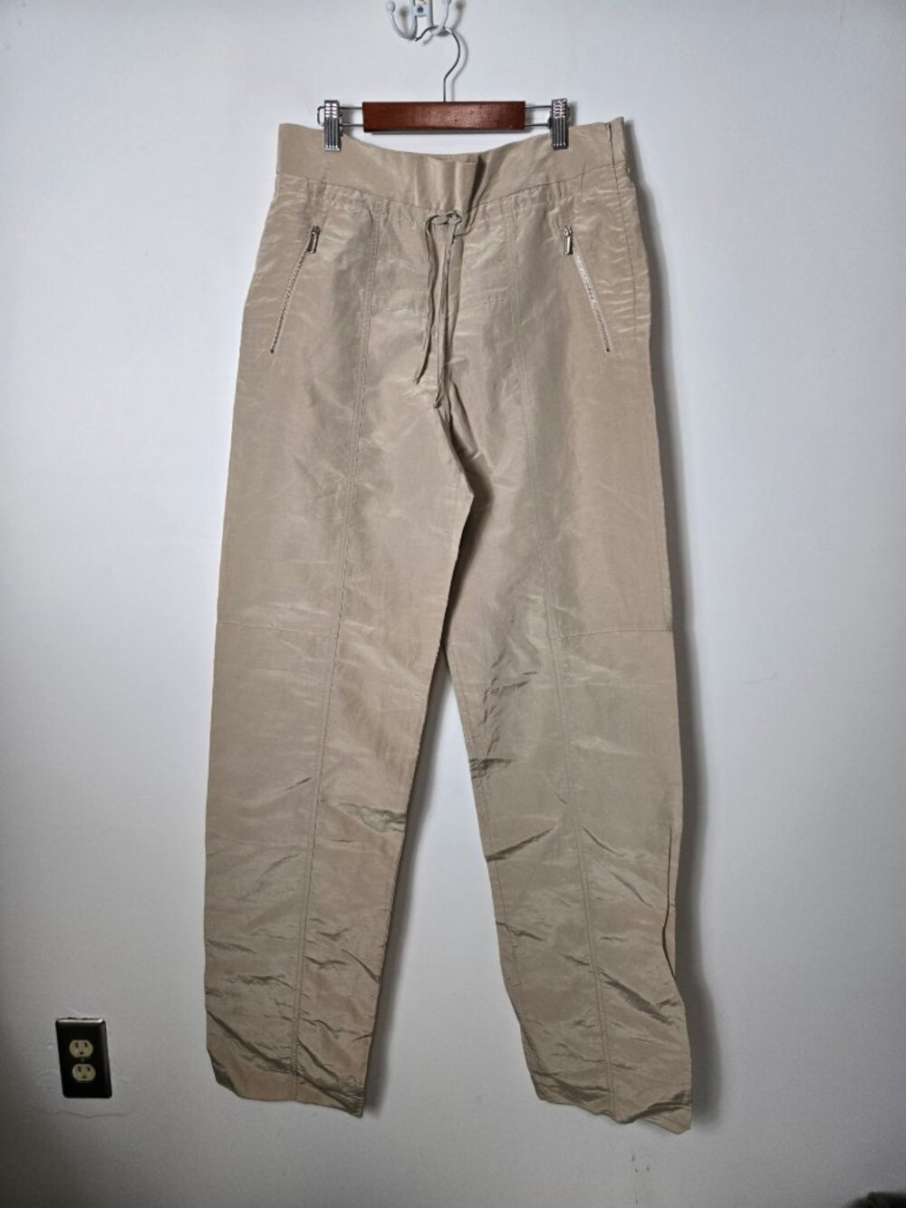VTG Giorgio Armani Drawstring High-Waisted Utility Pant Shimmering Beige Size 10